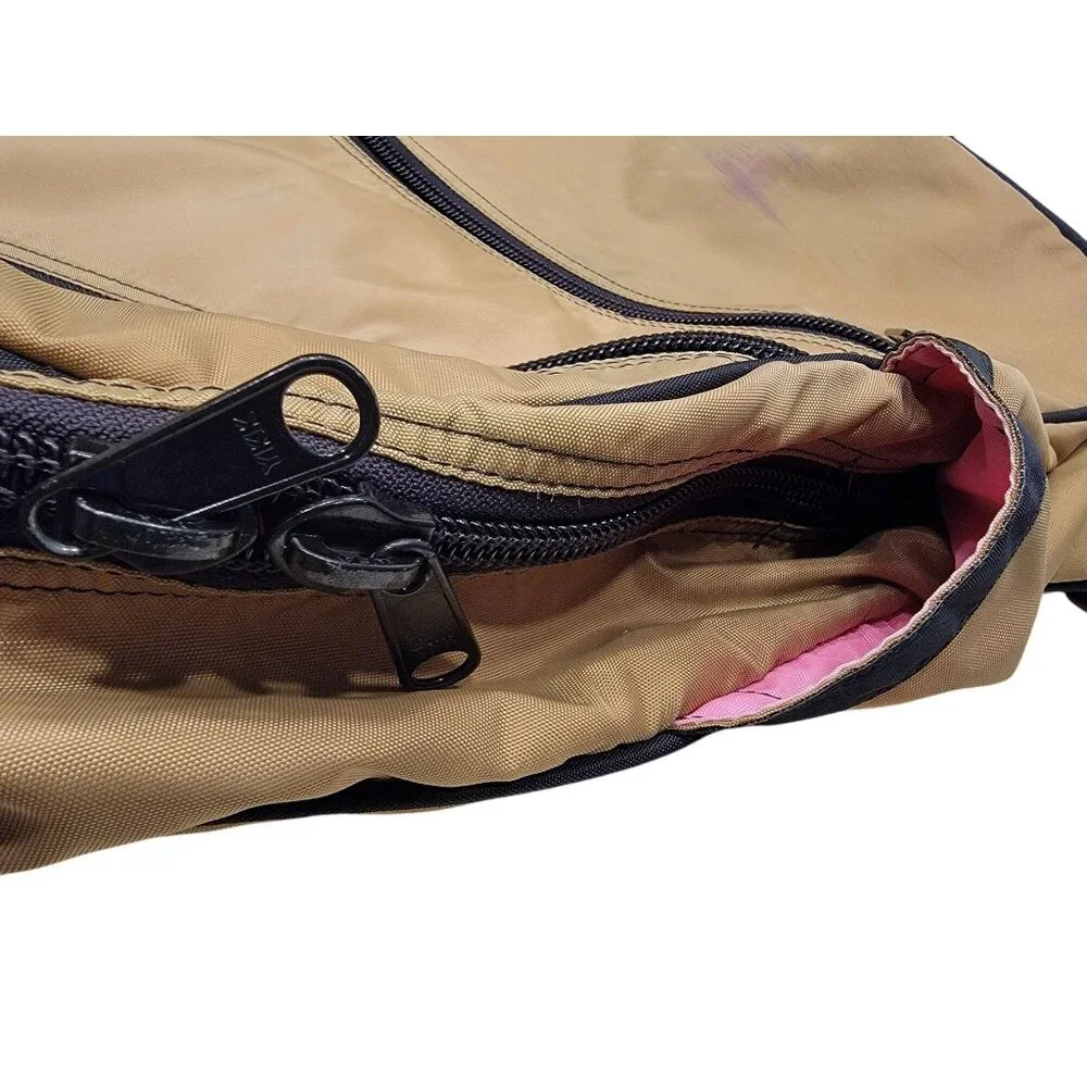 Maggie Mather Tan & Pink Sling Backpack With Multiple Zipper Pockets & Adjustabl - Picture 12 of 12